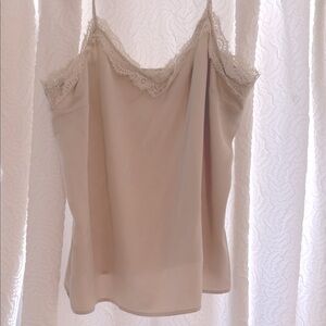 Elegant Lace Trim Beige Cami Top